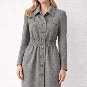 Vintage VALENTINO Boutique Herringbone button down Dress